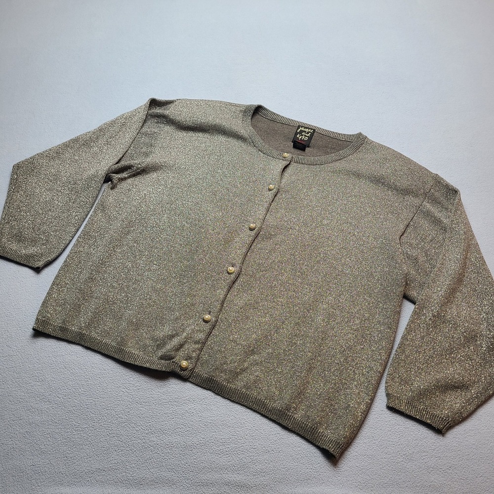 Jacque and Koko Cardigan Womens 18/20 Silver Gold Excellent Metallic Pearl